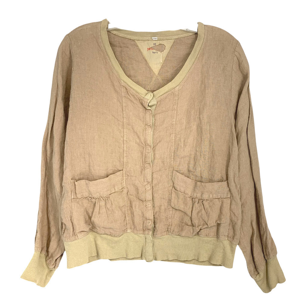 Pete & Greta x Johnny Was Sz S Tan Neutral Pima Cotton Bomber Jacket Slouchy
